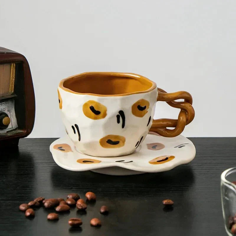 Handcrafted Breakfast Mug with Matching Saucer