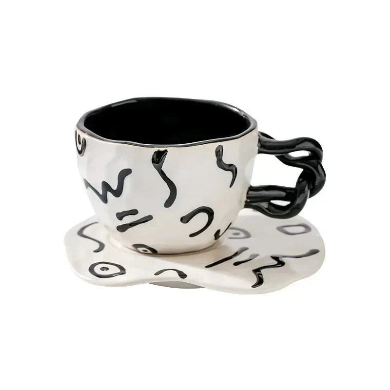 Handcrafted Breakfast Mug with Matching Saucer