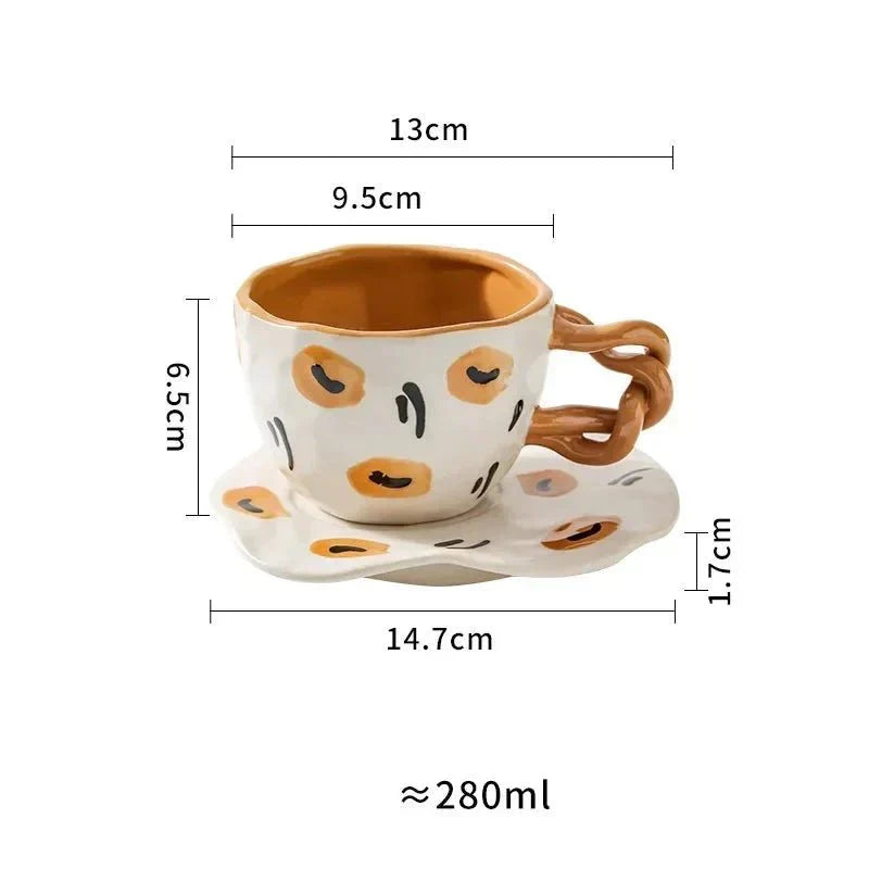 Handcrafted Breakfast Mug with Matching Saucer