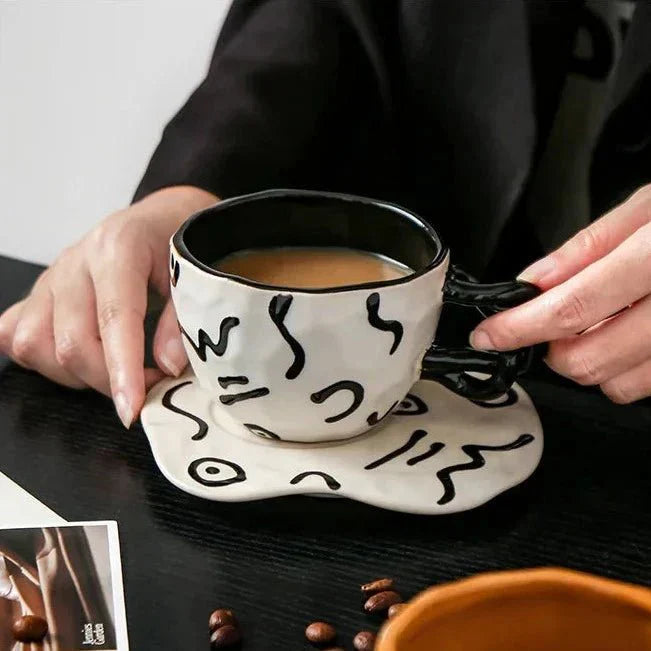 Handcrafted Breakfast Mug with Matching Saucer