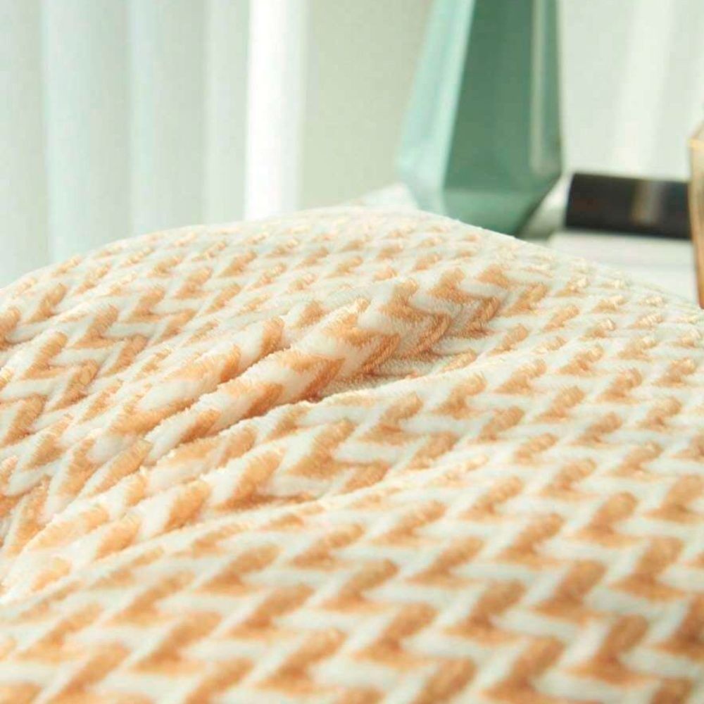 Dear Hazel cream and orange chevron pattern microfiber cushion cover with hidden zipper.