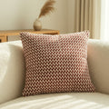 Dear Hazel red and white chevron pattern microfiber cushion cover with hidden zipper.
