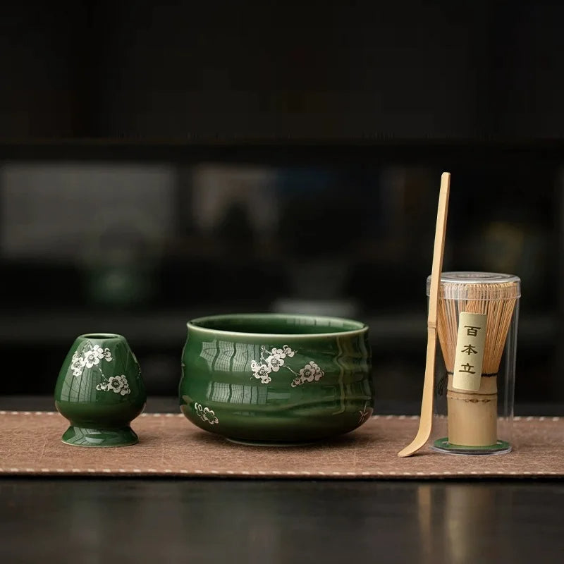 Handmade Ceramic Matcha Tea Set with Whisk and Scoop – Traditional Tea Gift Set for Ceremonies