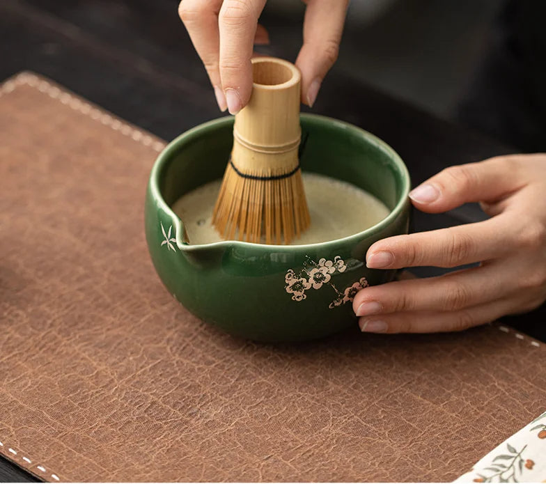 Handmade Ceramic Matcha Tea Set with Whisk and Scoop – Traditional Tea Gift Set for Ceremonies