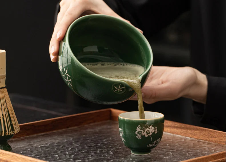 Handmade Ceramic Matcha Tea Set with Whisk and Scoop – Traditional Tea Gift Set for Ceremonies