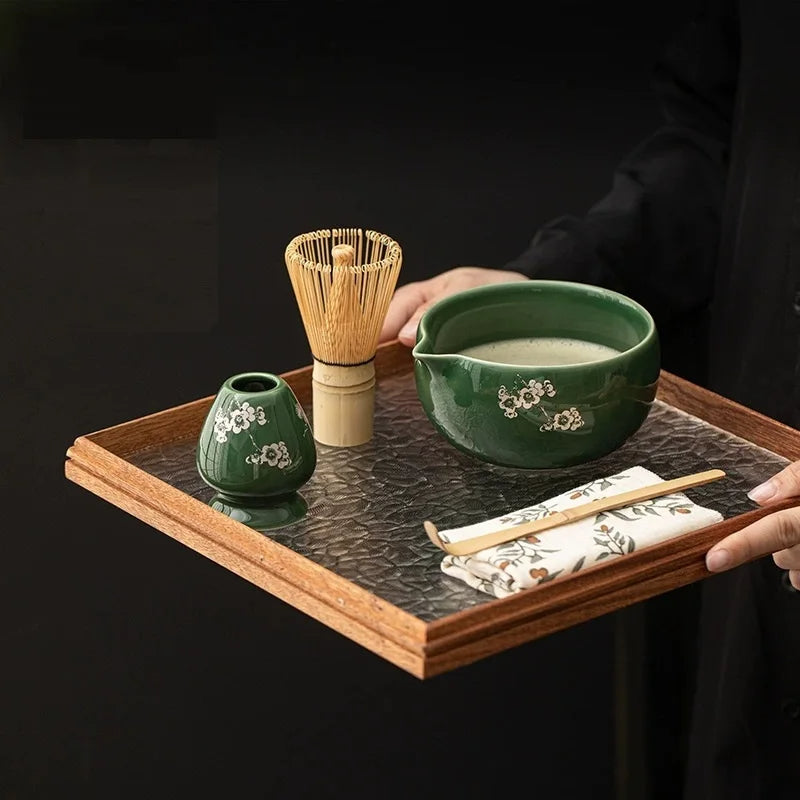 Handmade Ceramic Matcha Tea Set with Whisk and Scoop – Traditional Tea Gift Set for Ceremonies