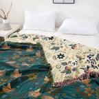 Reversible Scandinavian Bird Throw Blanket – Cozy & Versatile for Every Season