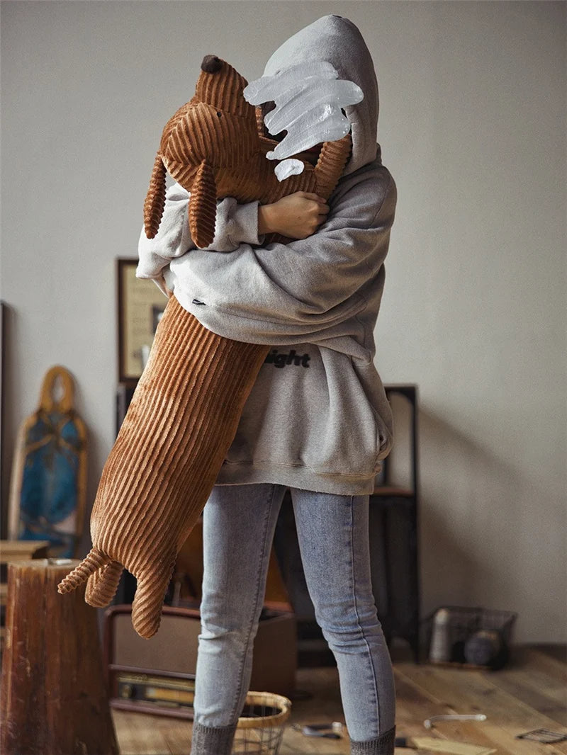 Sweet Corded Dachshund Plush Pillow