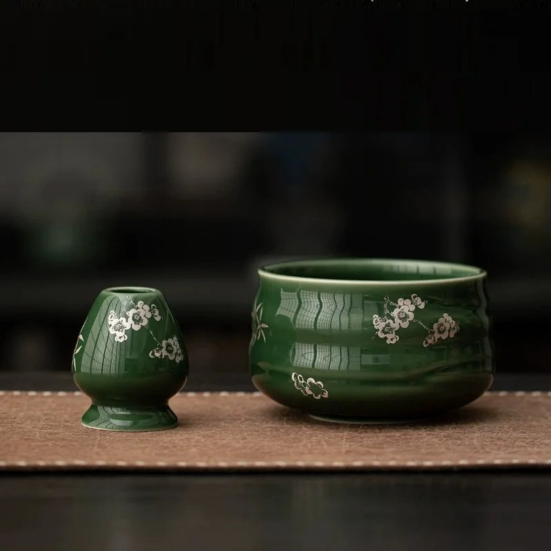 Handmade Ceramic Matcha Tea Set with Whisk and Scoop – Traditional Tea Gift Set for Ceremonies