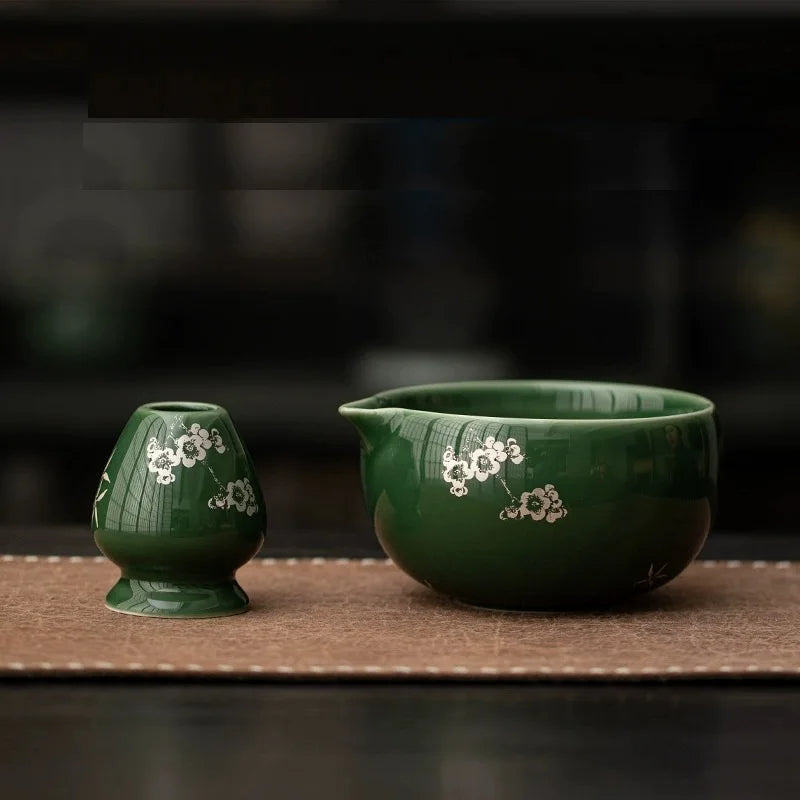 Handmade Ceramic Matcha Tea Set with Whisk and Scoop – Traditional Tea Gift Set for Ceremonies