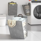 Foldable Wall-Mounted Laundry Basket – Space-Saving Polyester Hamper for Home Organization, Easy Storage, Grey