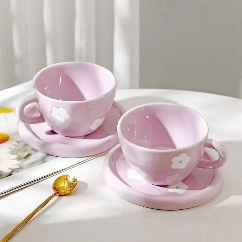 Artisan Hand-Painted Ceramic Cup and Saucer Set