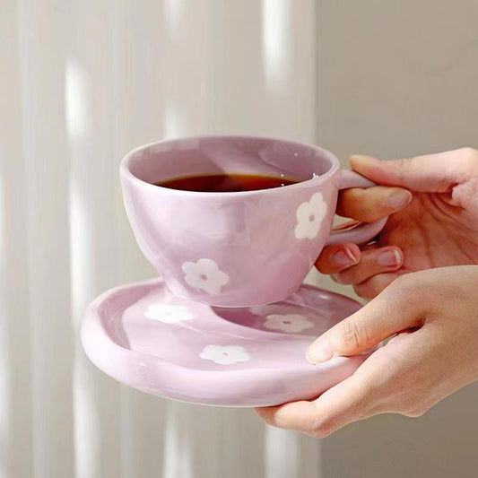 Artisan Hand-Painted Ceramic Cup and Saucer Set