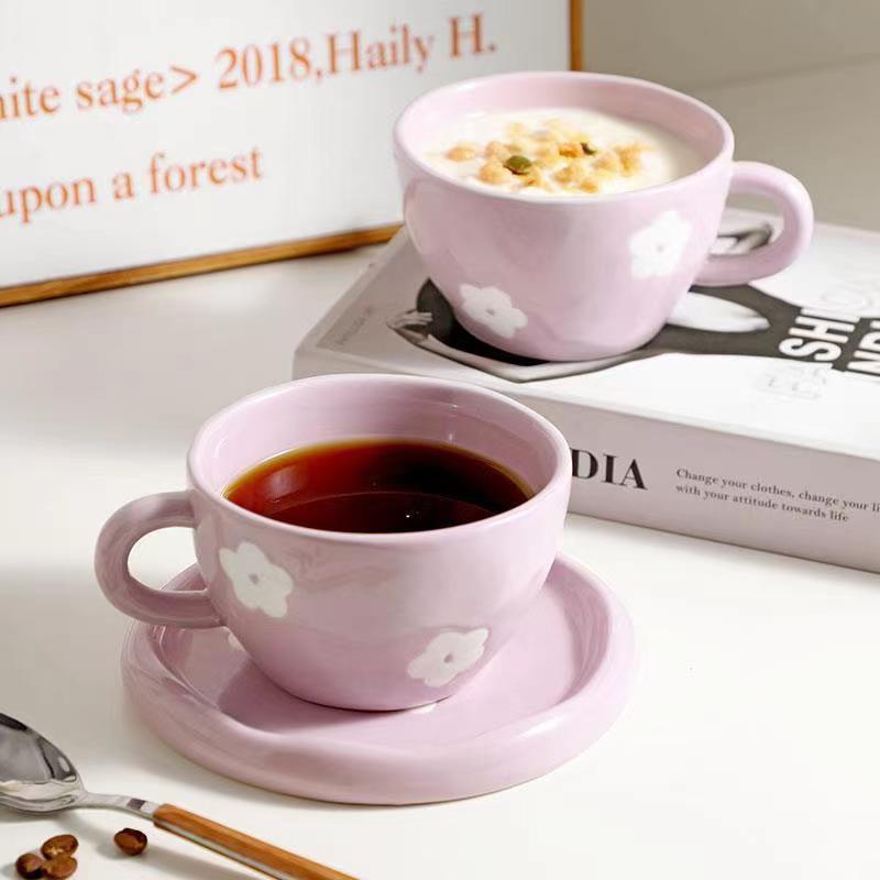 Artisan Hand-Painted Ceramic Cup and Saucer Set