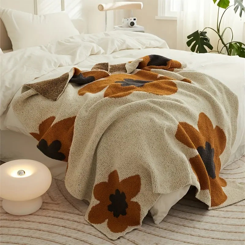 Floral Knitted Blanket