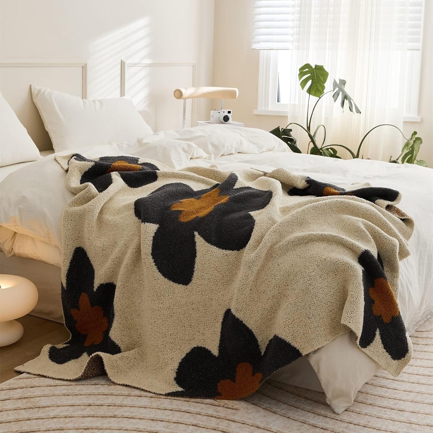 Floral Knitted Blanket