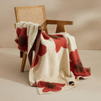 Floral Knitted Throw Blanket – Cozy Cotton Blend with Vintage Floral Design