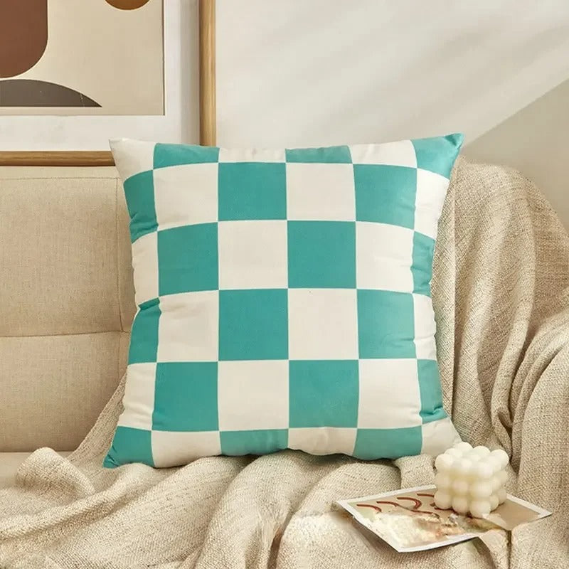 Vintage Decorative Pillow in Checked Design