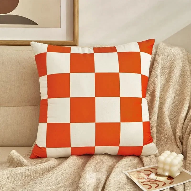 Vintage Decorative Pillow in Checked Design