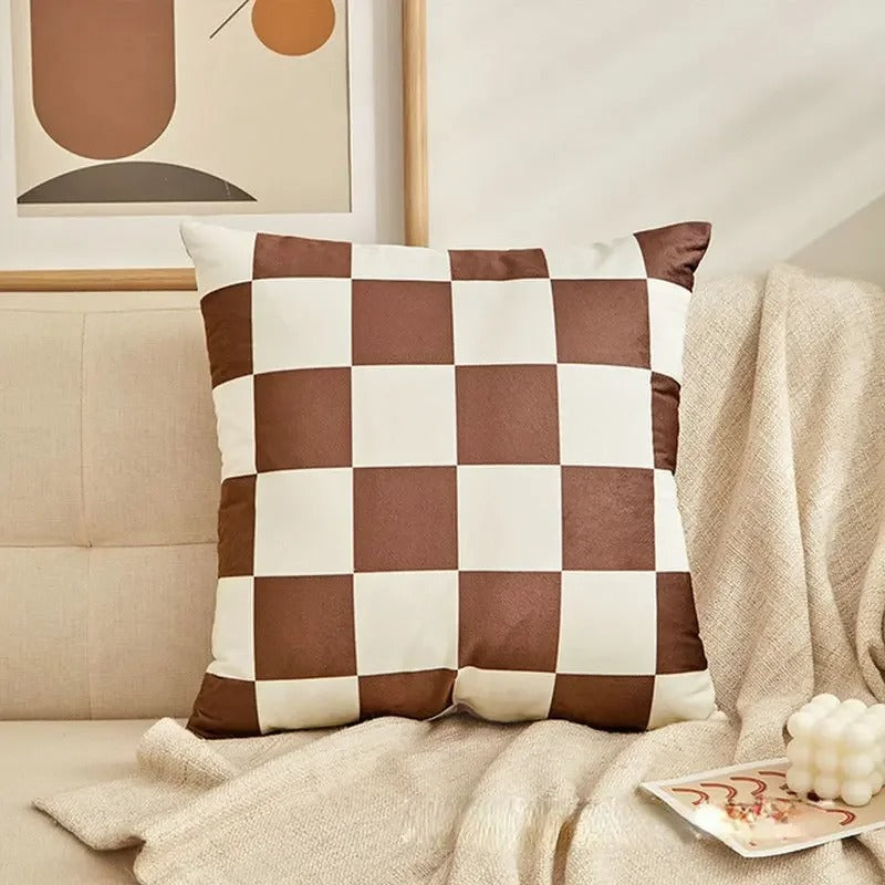 Vintage Decorative Pillow in Checked Design