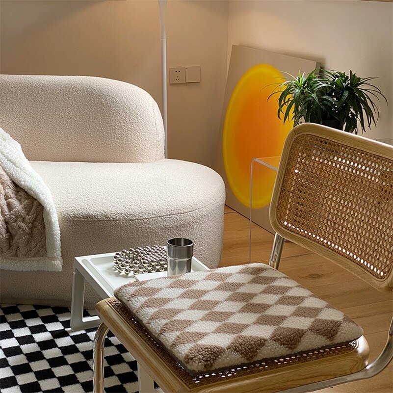 Checkerboard Memory Foam Seat Cushion – Stylish & Comfortable for Home, Office & Car