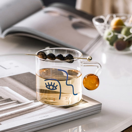 SmileSip Breakfast Mug with Face Silhouette