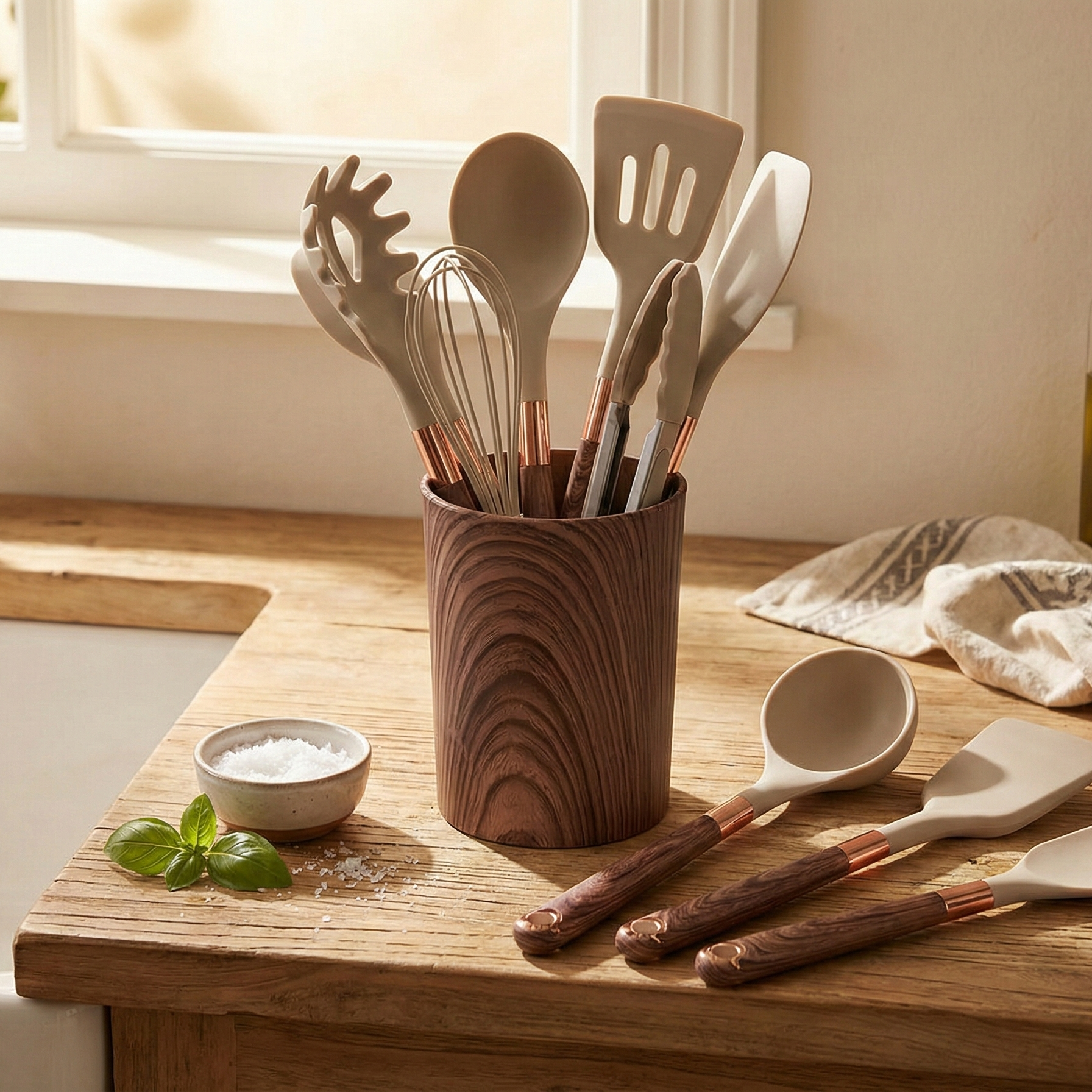 10-Piece Silicone Cooking Utensils Set – Heat-Resistant & Non-Toxic Kitchen Utensil Set (Dishwasher Safe)