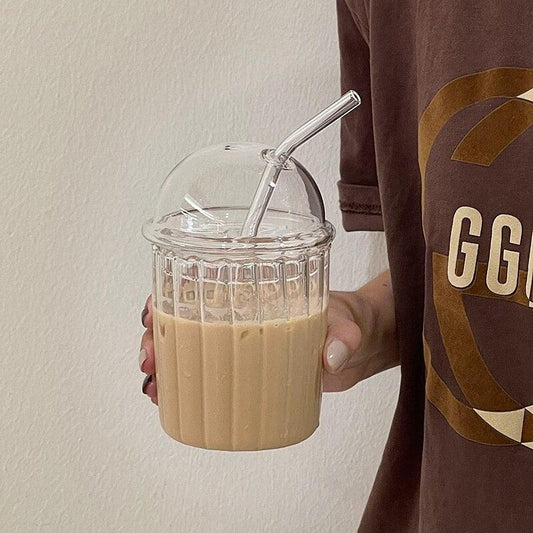 Premium Glass Bubble Cup with Straw